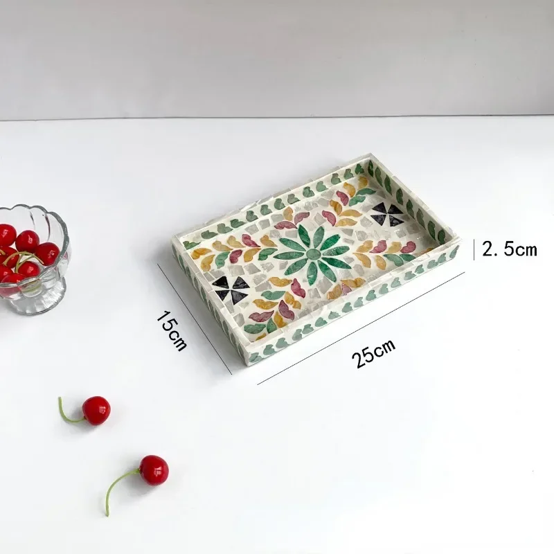 Rectangular Shell Tray Oval Colored Shell Storage Plate Living Room Cake Cafe Restaurant Storage Decorations Jewelry Organizer