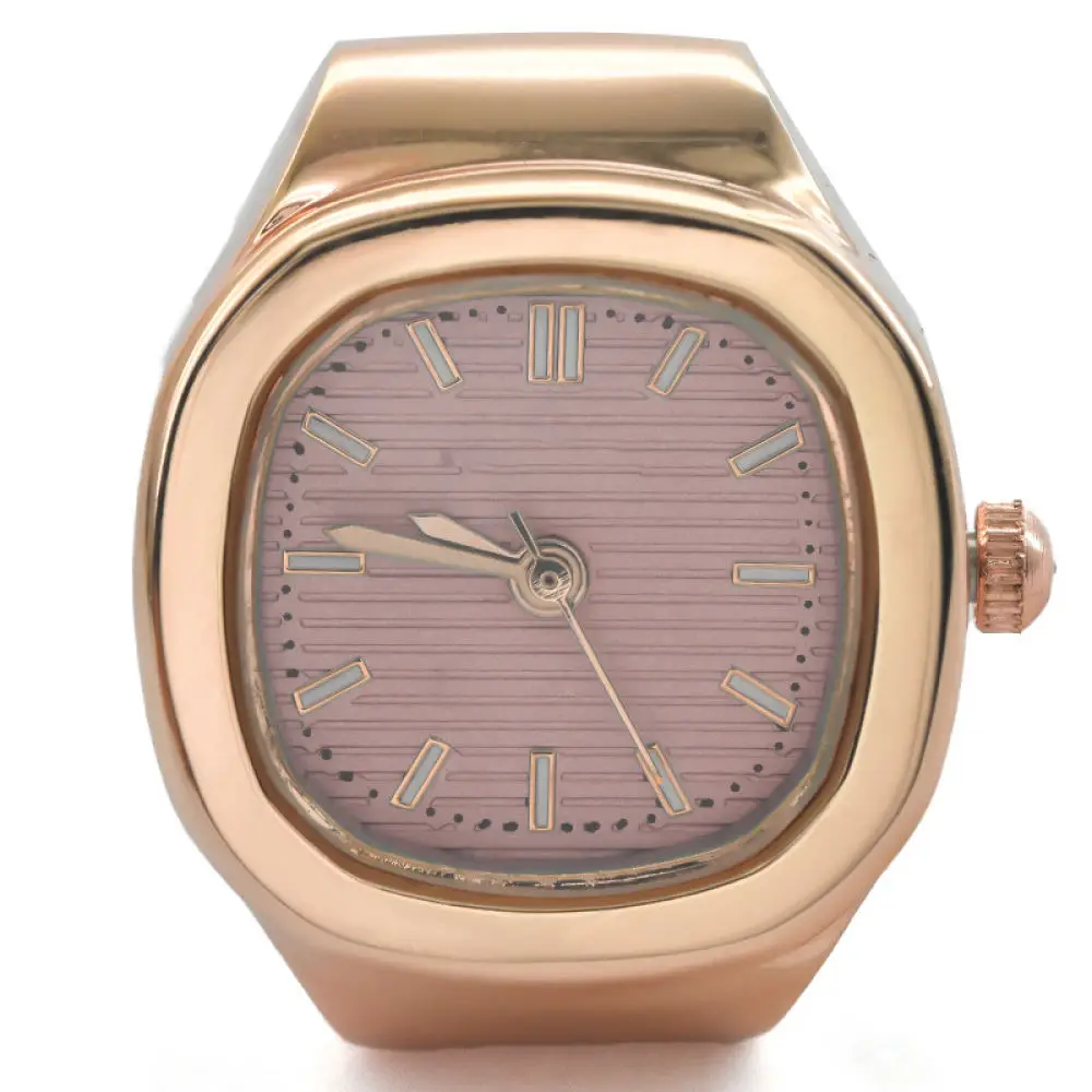 Simple Square Finger Ring Watch Quartz Movement Alloy Band Elegant Accessory For Couple Student Personal Style - view 5