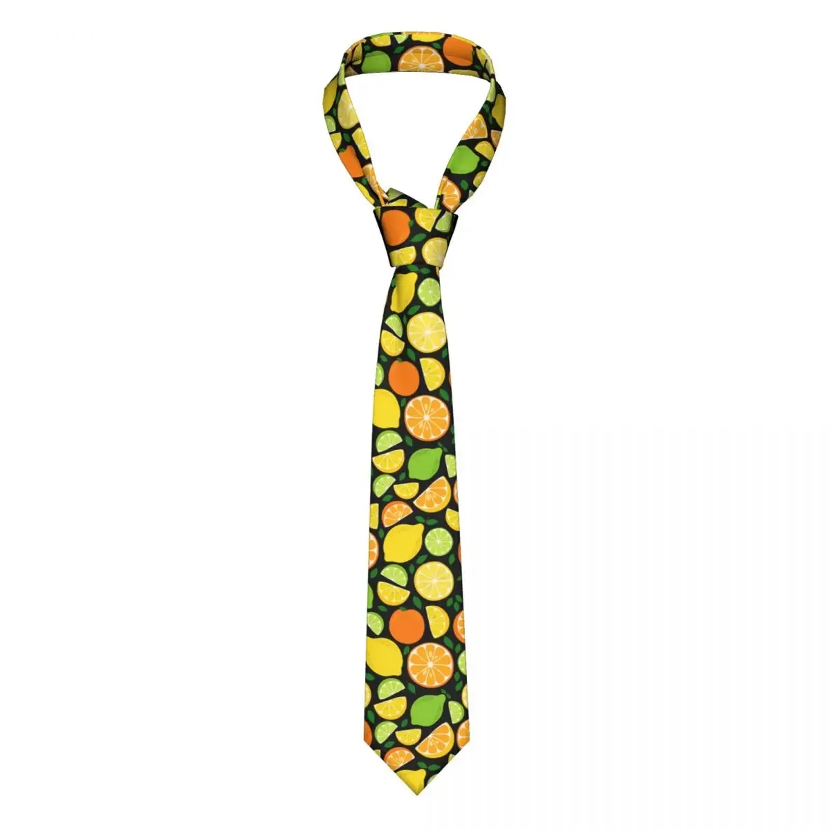 Cute Fruits Lemon Lime And Orange Necktie Men Women Polyester 8 cm Neck Ties for Mens Skinny Wide Daily Wear Gravatas Business