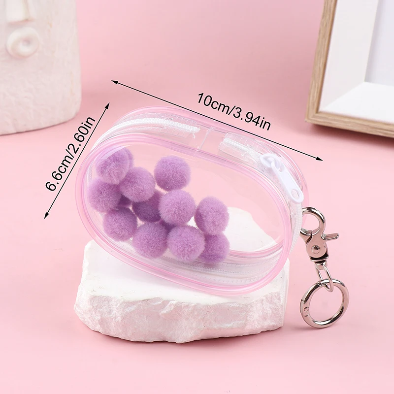 1Pc Jewelry Organizer Transparent Storage Box Pouch Mystery Box Plastic Box Cute Doll Bag With Keychain Dustproof Case