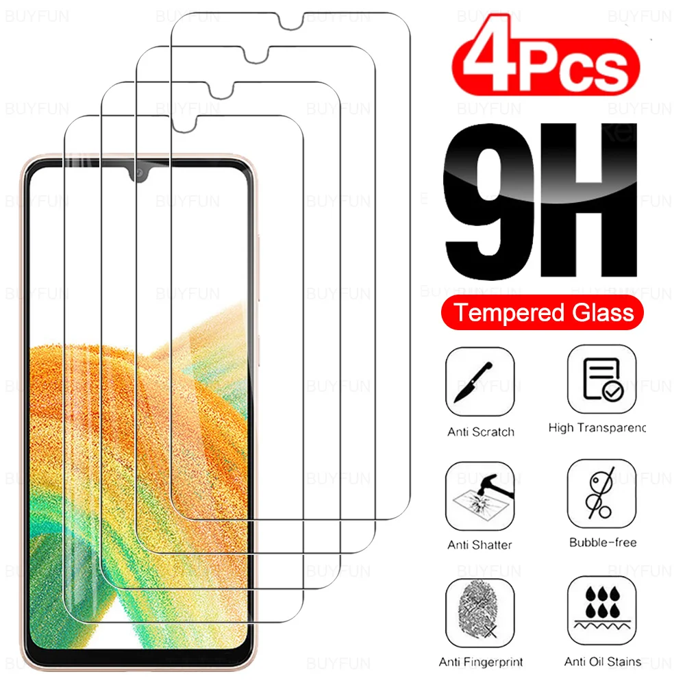 4PCS 9H Tempered Film Case For Samsung Galaxy A33 5G 6.4