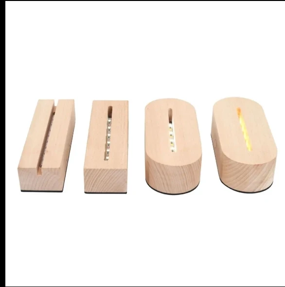 Base per lampada USB 3D Illusion Base per luce a led in legno Base per luce notturna 3D Base per lampada da tavolo Base per lampada in legno a LED in acrilico Bas