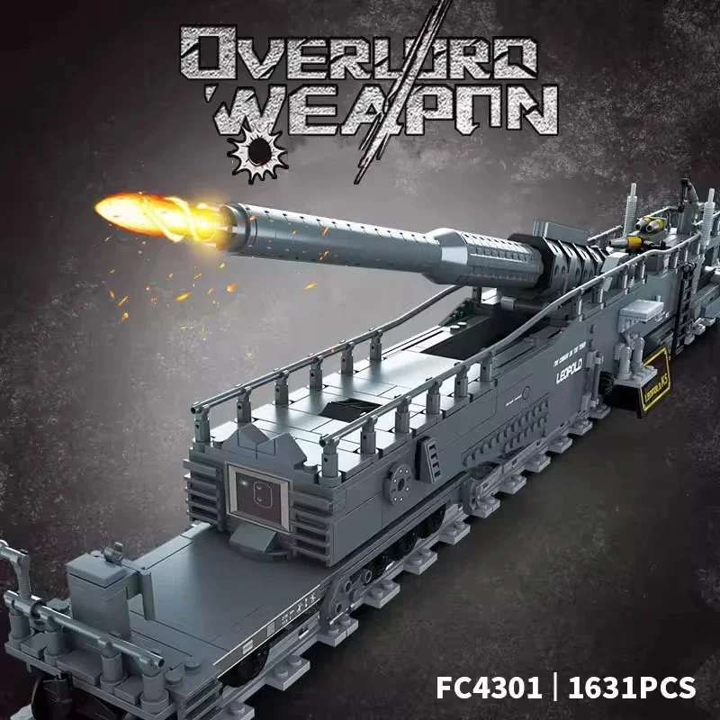 トイガン CONSTRICTOR 1631PCS Military K5 Leopold Train Gun Building Blocks WW2 Soldier