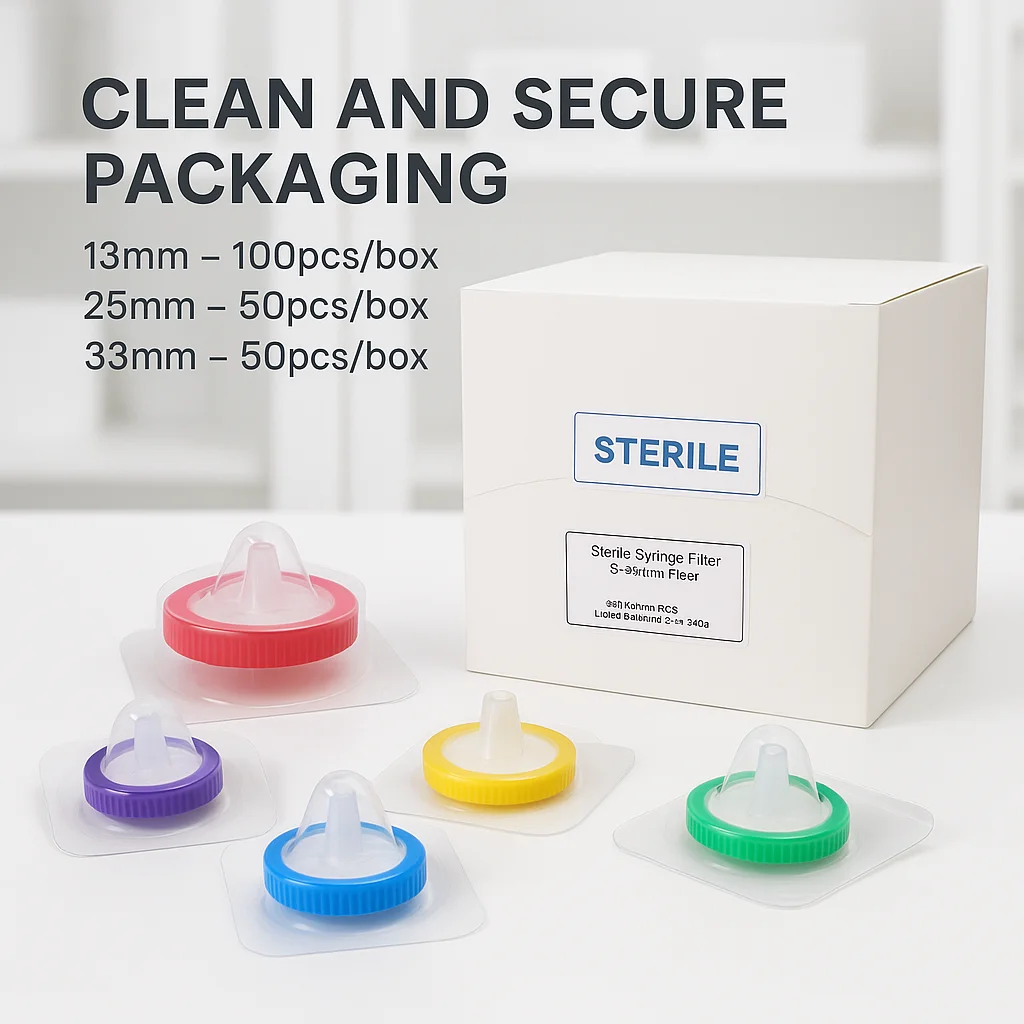 

50 100PCS/Box Lab Syringe Filter Set 13/25/33mm 0.22um 0.45um with PES Nylon PVDF PTFE PP MCE Membrane for HPLC GC MS