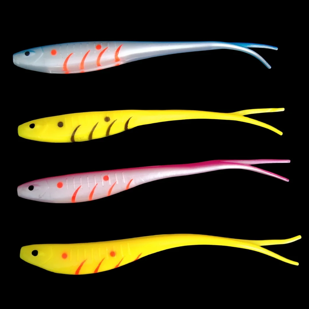 3PCS/PACK TPR Soft Lure 17cm 18g Floating Soft Plastic Worm Bait Y-tail Swimbait for Big Game Fishing Pike Bass