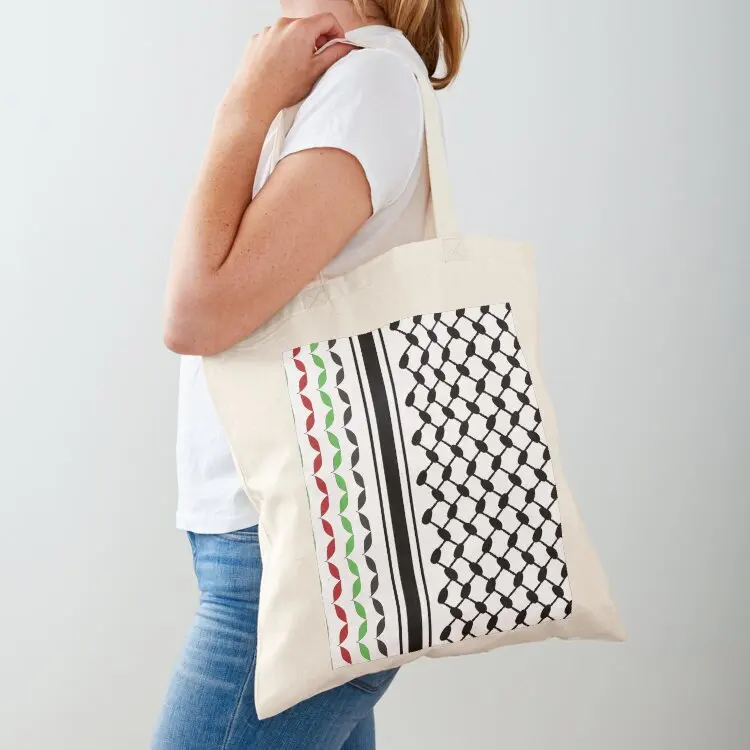 

Keffiyeh in Black and Colors Tote Bag Women's handbag eco bag folding Canvas stote bag large size bags