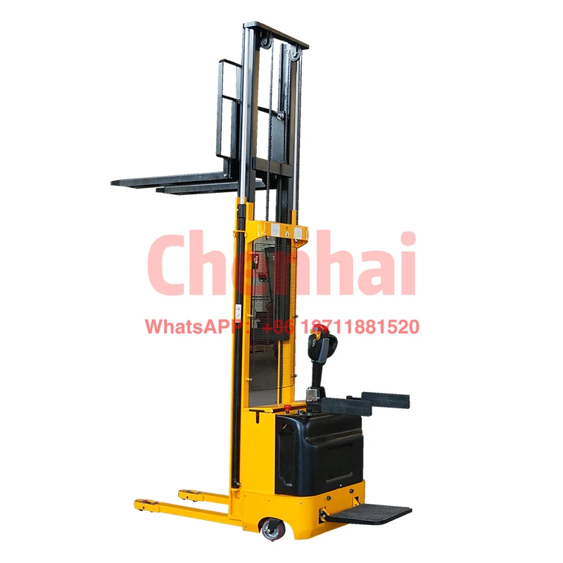 Sinofirst China Manufacturer 1.5ton 3m full electric stacker small forklift with roof and arm guard