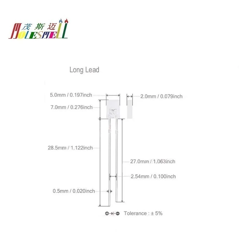 10pcs 2x5x7mm Rectangle Red Yellow Blue Green White Orange Purple Pink Warm White Water Clear/Diffused LED Light Lamp Diodes