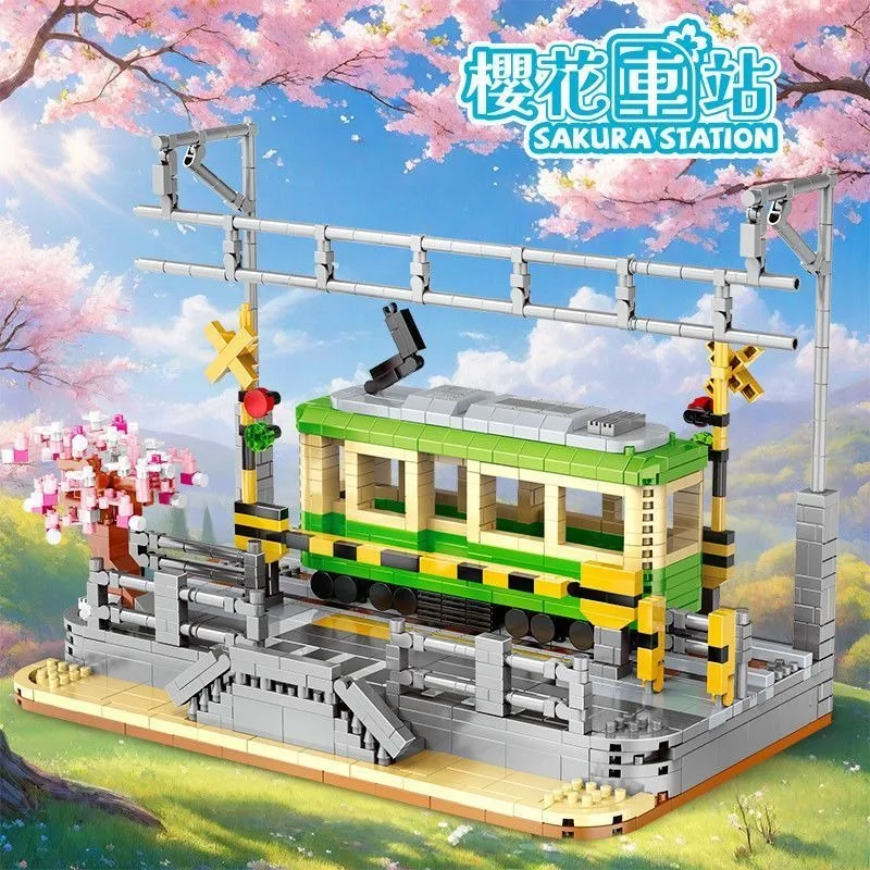 

Sakura Station Train Building Block Assembly Toy, High-Appearance Birthday Gift & Model Ornament for Girls