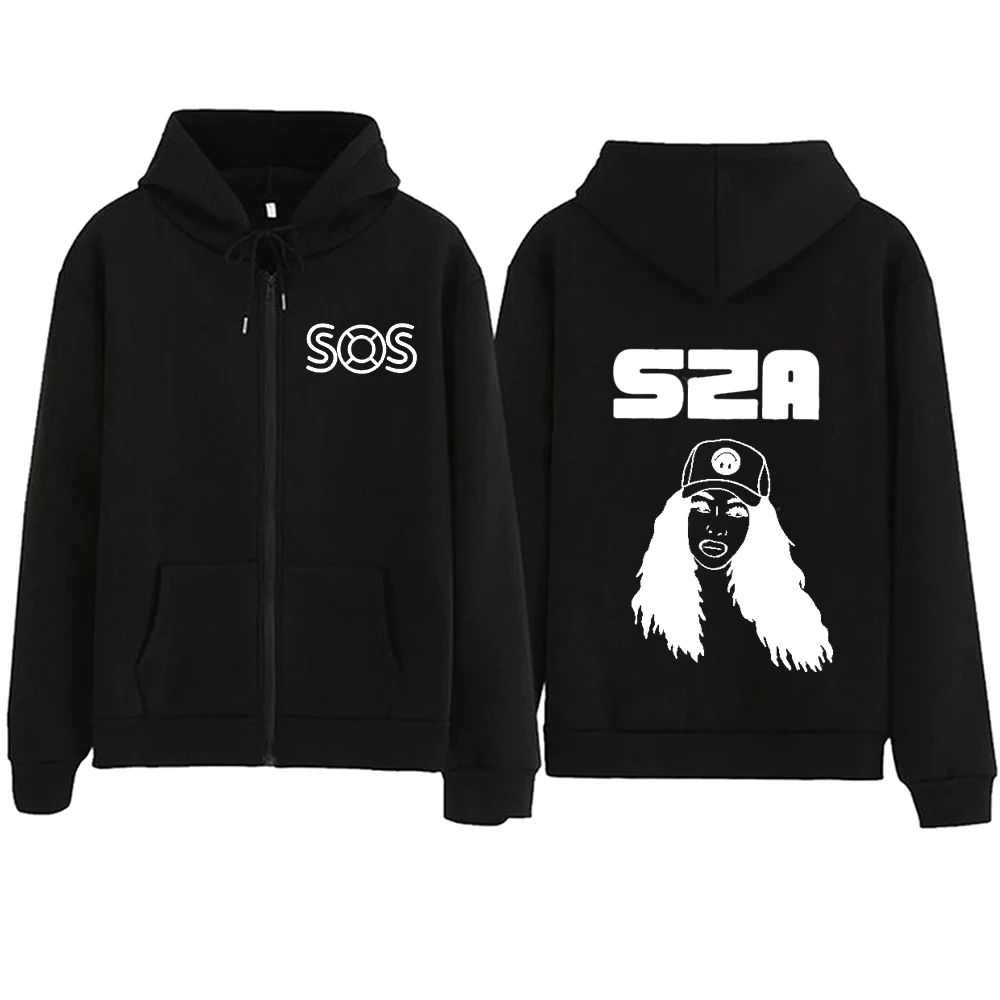 

SOS SZA 2024 Zipper Hoodie Harajuku Pullover Tops Streetwear Music Fans Gift V-Neck Sweatshirts