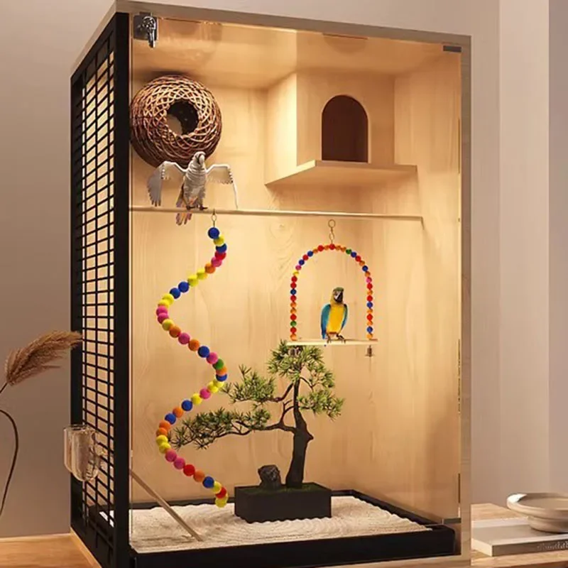 Parrot Bunny Bird Cage Budgie Hamster Shelter Feeder Quail Chinchilla Bird Cage Hut Accesorios Para Jaulas Bird Accessories