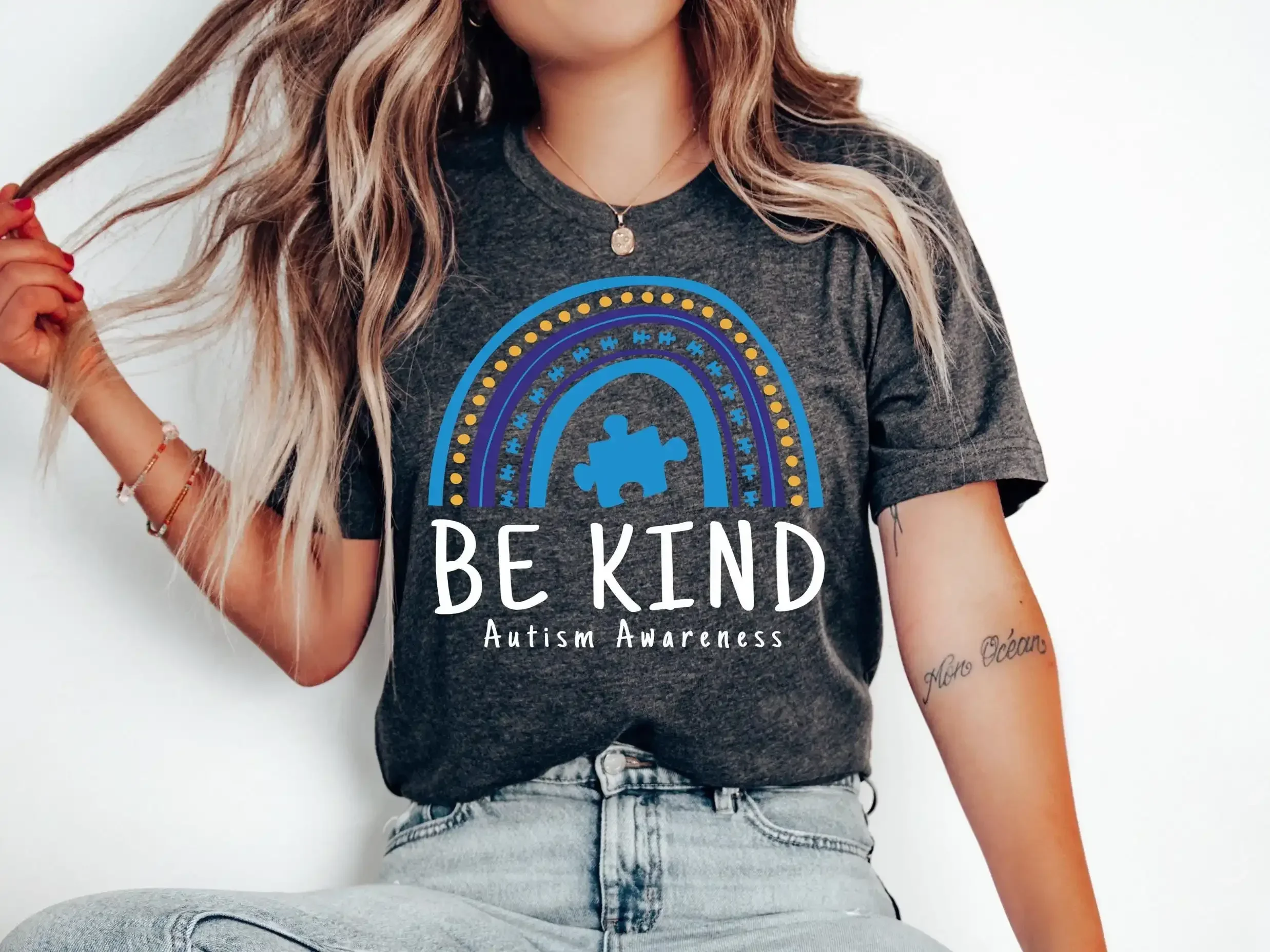 كن لطيفًا للتوحد تي شيرت للتوعية بالوعي العصبي أبا معالج Adhd إدخال الصحة العقلية