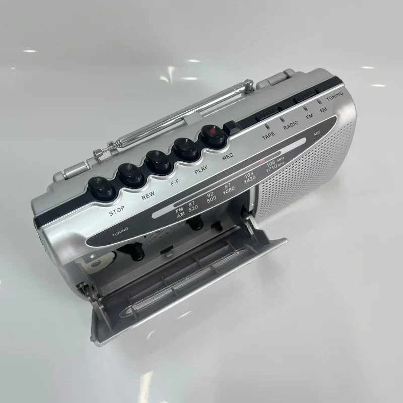 

Old Portable Recorder FM AM Radio Tape Cassette Player Teaching Leaning Multifunction Recording Tape Machine Soundbox