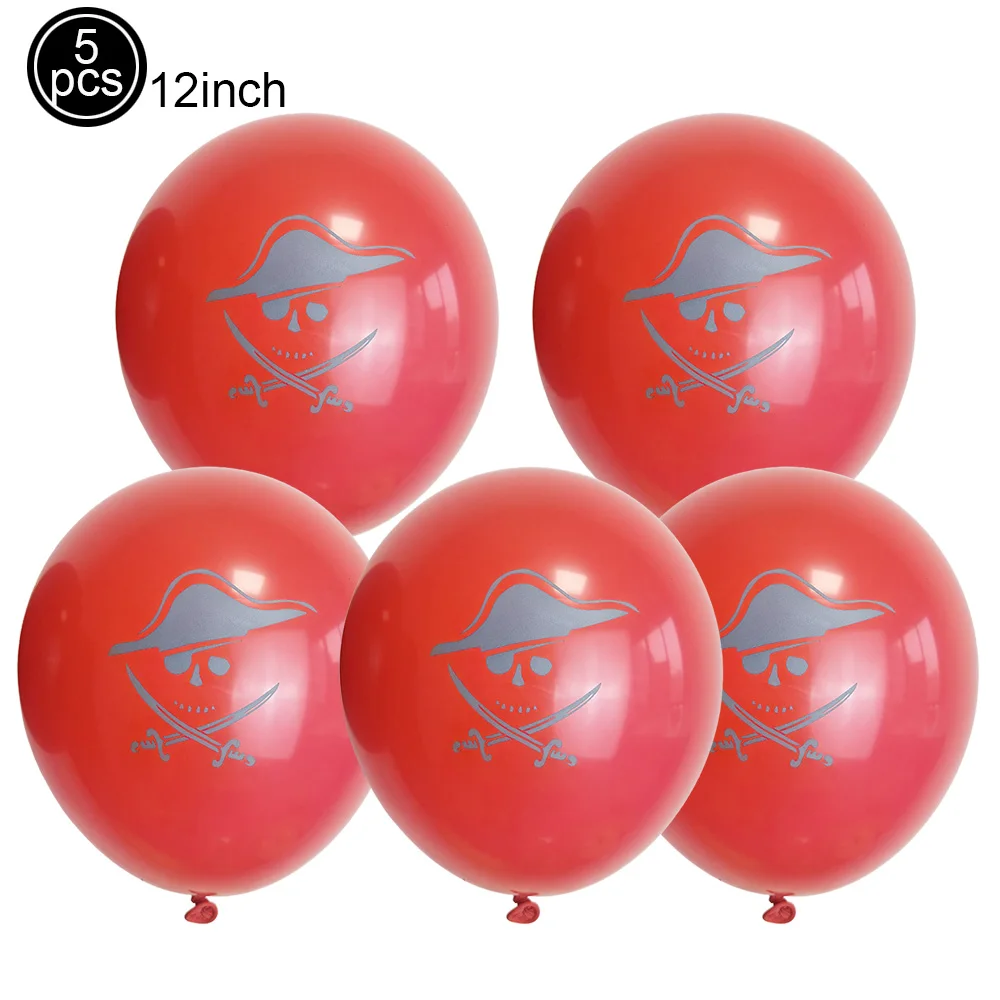 Pirates Party Balloons White Black Red Pirate Skull Latex Balloon Bouquet for Pirate Nautical theme Birthday Party Decorations