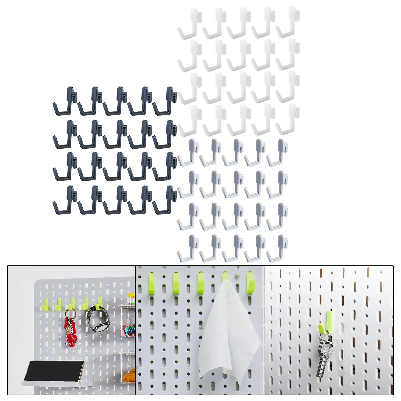 20Pcs Pegboard Hook Heavy Duty Organize Tools Multiuse Hole Board Hooks for Tool