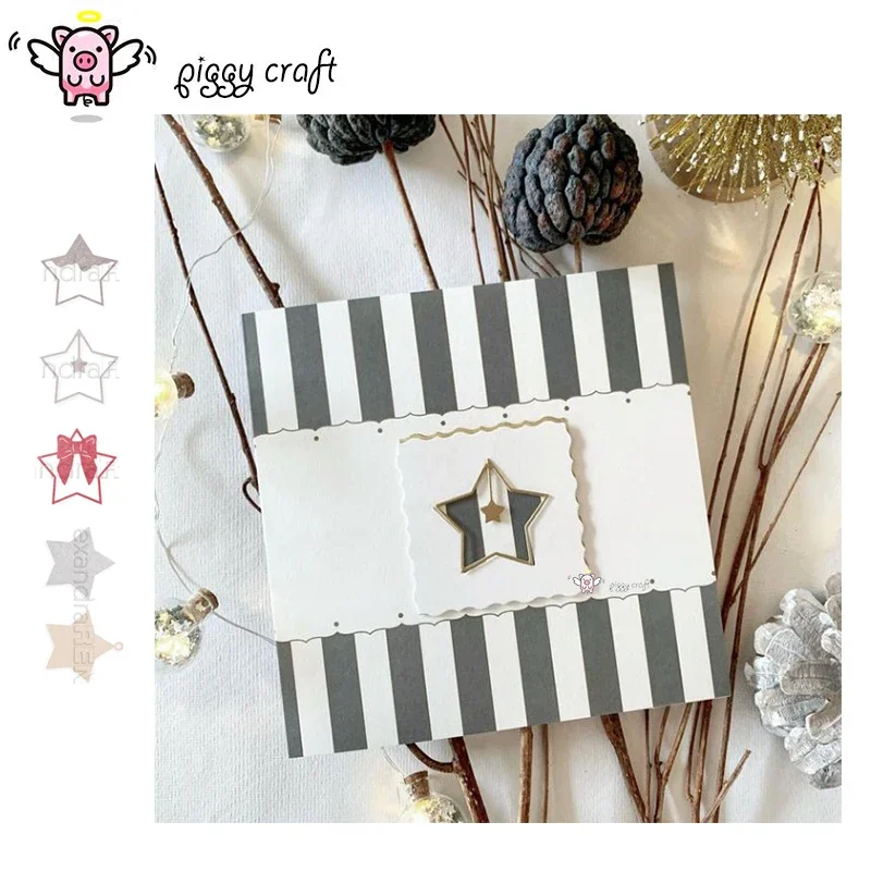 Piggy Craft metal cutting dies cut die mold Star frame series Scrapbook paper craft knife mould blade punch stencils dies