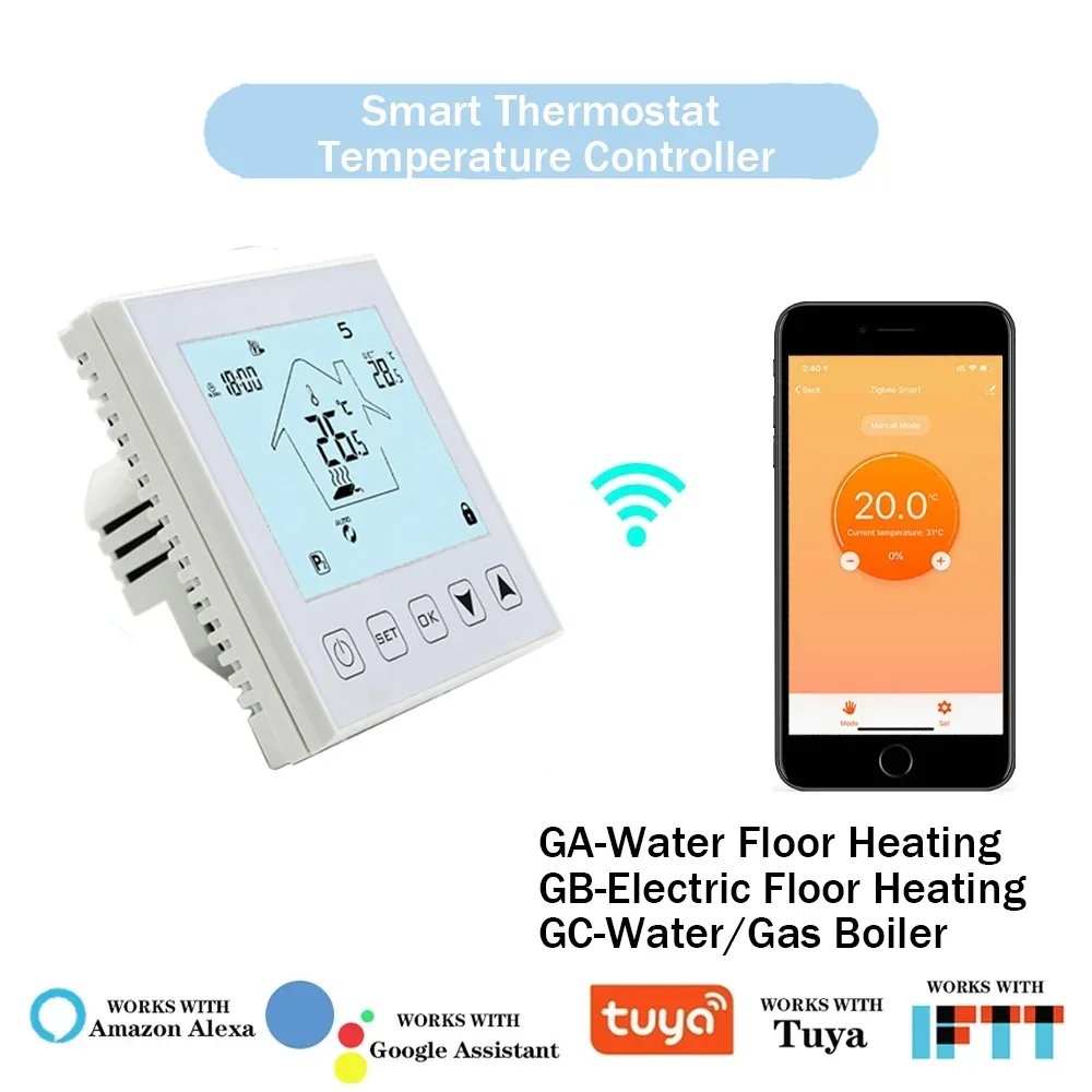 Tuya WiFi Smart Thermostat Temperature Controller for Water/Electric Floor Heating Water/Gas Boiler Works with Alexa Google Home