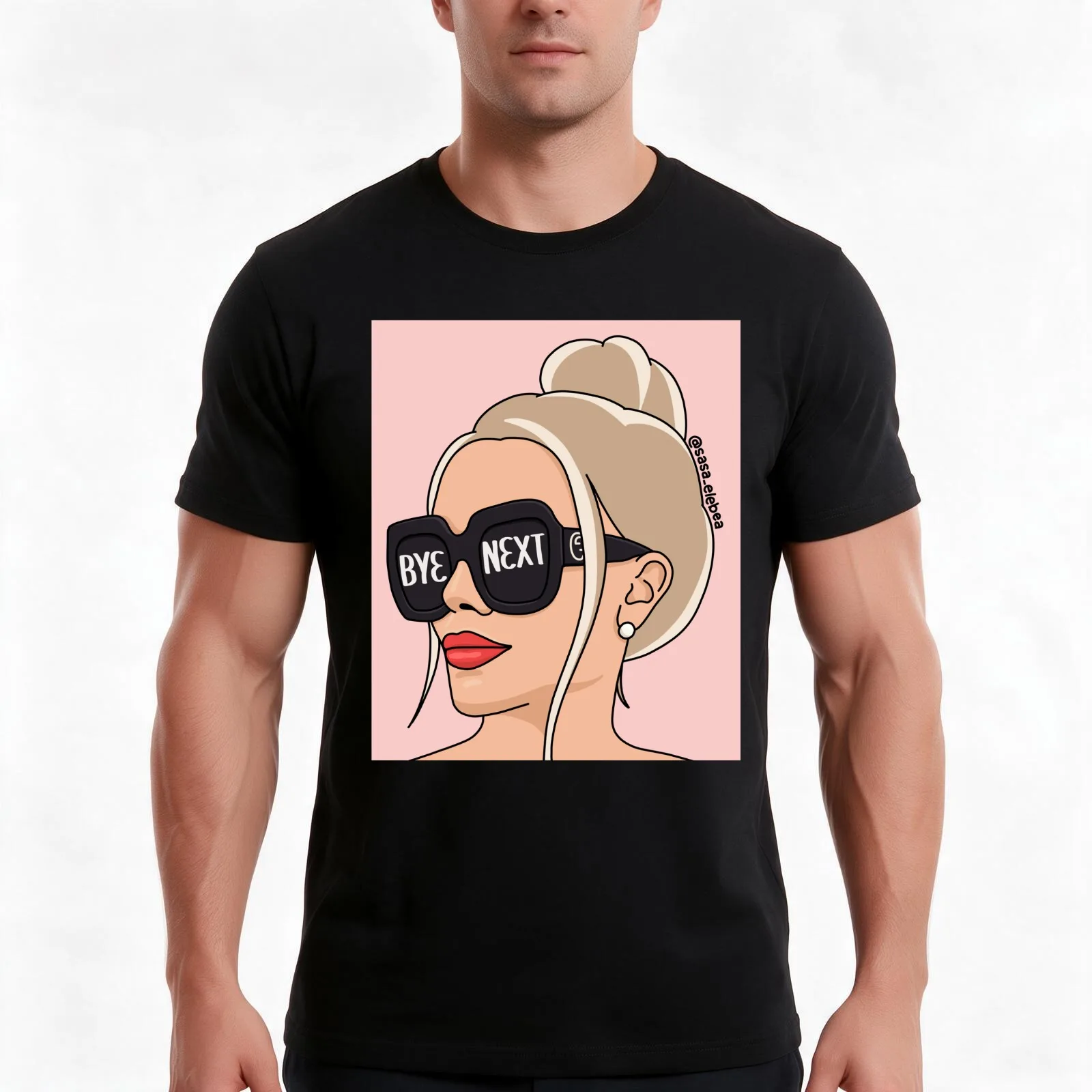 Bye next by Sasa Elebea T-Shirt, Summer Casual Cotton Tee, Oversized Streetwear Tops, Vintage Graphic Print, Unisex Men Women