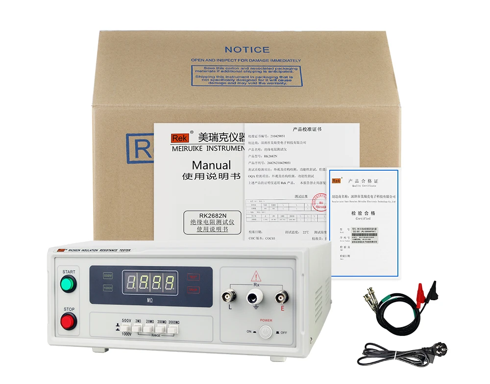 RK2682N Insulation Resistance Tester Resistance: 500kΩ-2GΩ, voltage: 500/1000V, accuracy: 5%; (digital display)