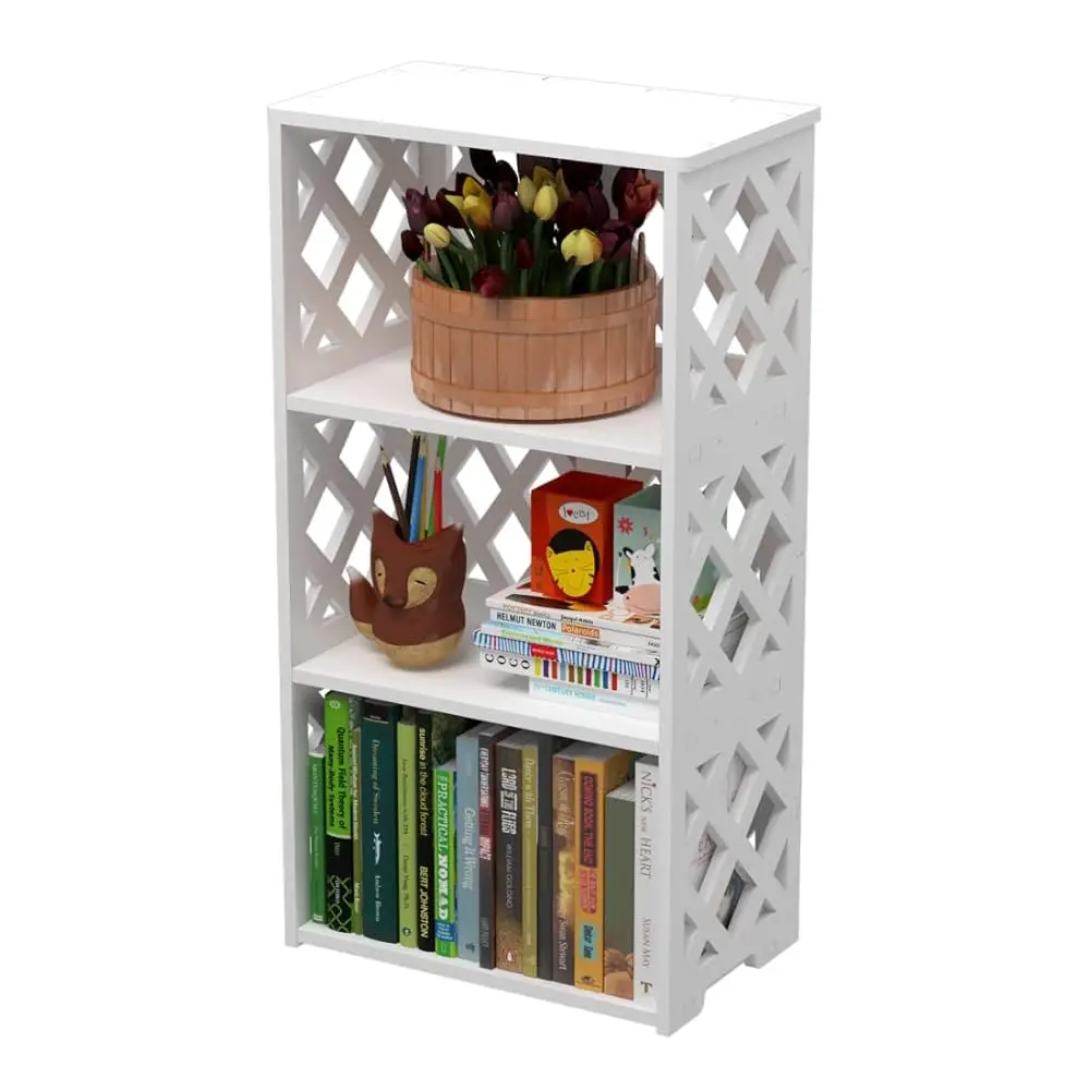 

Bookcase 4 Tier, 3-Shelf Kids Bookshelf - Compact Book Organizer And Open Shelf Ra For Bedroom, Living Room, Office, Bathroom -