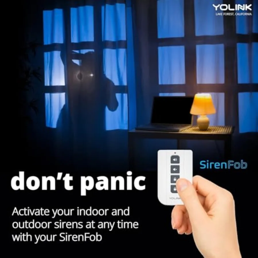 Outdoor security siren and smart alarm controller kit close-up