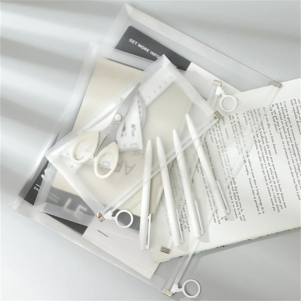 1pcs Clear PVC A4 A5 B6 Transparent Document Bag Office File Holder Zipper Pouch Loop Pull Organizer Stationery School Supplies