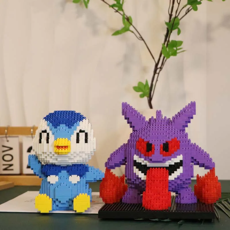 Pokemon Gengar Micro Building Blocks Piplup Mega Charizard DIY Assembly Puzzle Mini Bricks Toys for Kid Christmas Gift