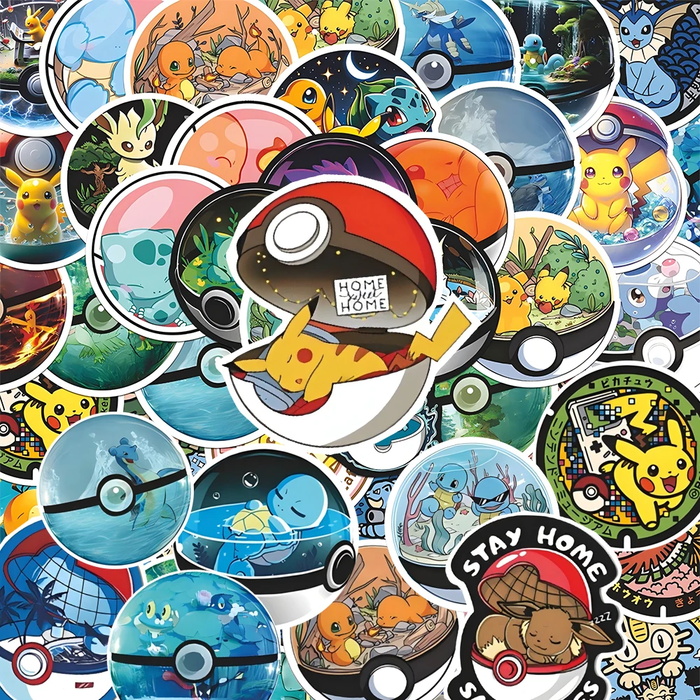 10/30/71pcs Pokemon Ball Stickers Cute Cartoon Decals Toy DIY Skateboard Phone Bike Car Kawaii Pikachu Sticker Gifts