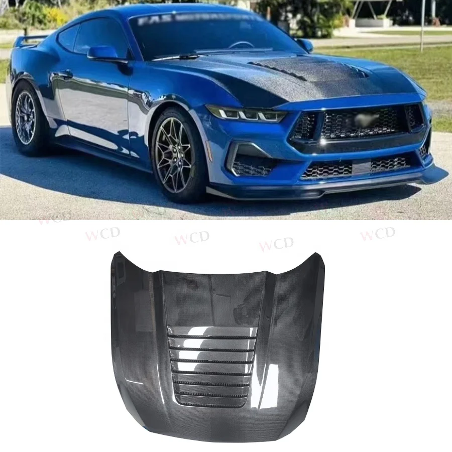 

Carbon Fiber Engine Hood for Ford Mustang 2024+ Upgraded Front Engine Hood Air Vent Trim Bonnet Cover Car Styling