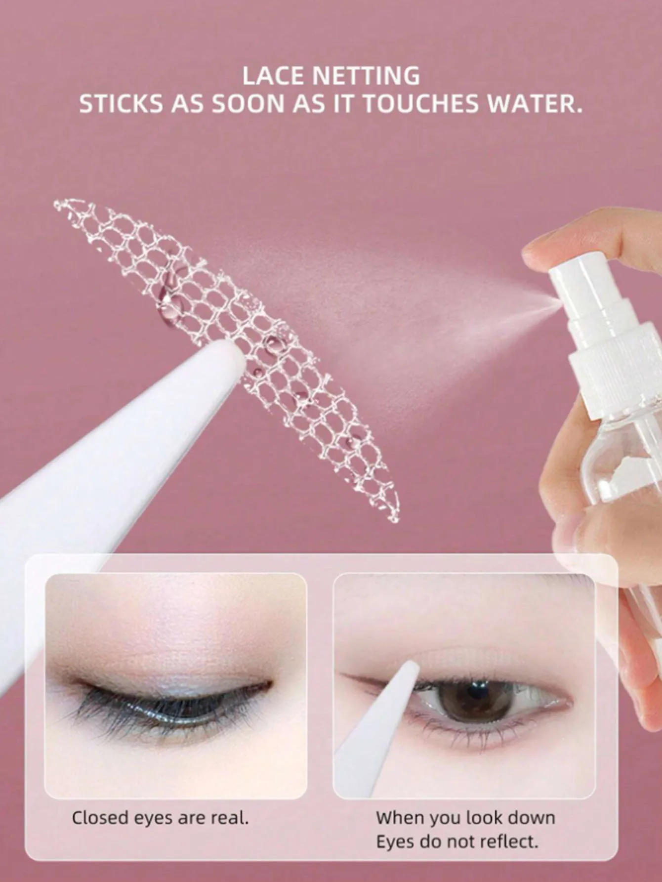 432pcs Double Eyelid Tape, Double Eyelid Adhesive Strips With Lifting Strips And 50ml Spray Bottle, Net Lace Double Eyelid Tape,