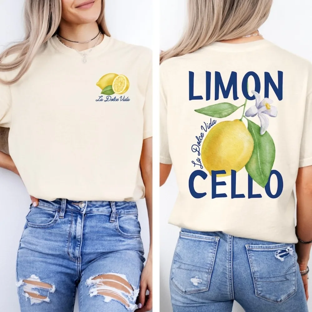 2025 La Dolce Vita Limon camisa gráfica Italia mujer camisa tomate chica verano camisa costera nieta Amalfi Coast Lemon Tee