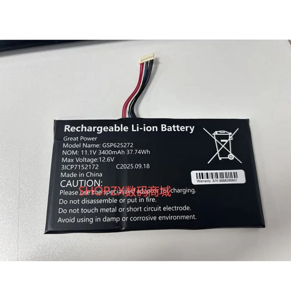 High quality products for gsp625272 11.1v 3400mah 10pin9 wire replace battery (check the old battery plug and size)