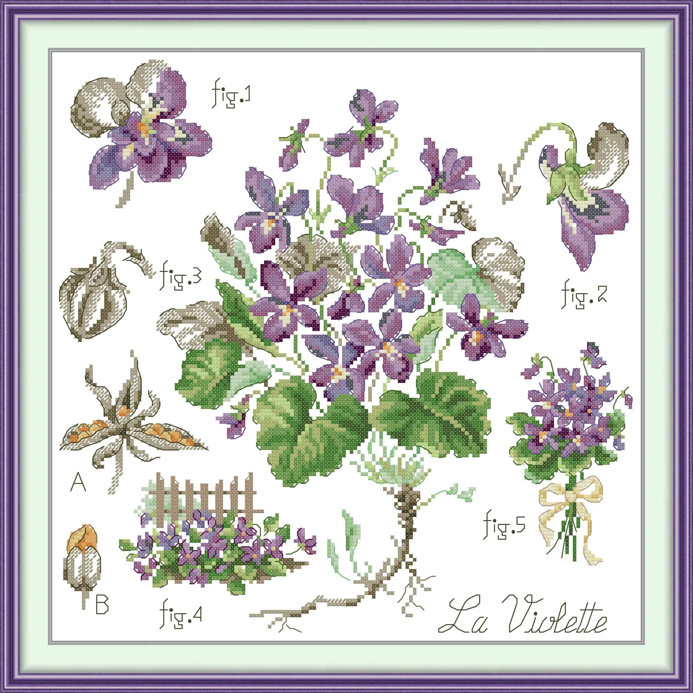 

Maydear Full Cross Stitch Kit, 11CT/14CT/16CT/9CT Aida Fabric,DMC Threads Sewing Pattern Embroidery Set-Violets