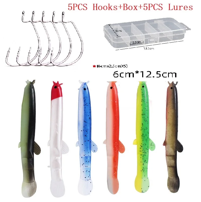 5 قطعة الطعم الناعم محاكاة بيونيك مضيئة مع BKK هوك 7.5 سنتيمتر/2 جرام ثلاثية الأبعاد الطباعة جثم المياه العذبة الصيد إغراء معالجة #2