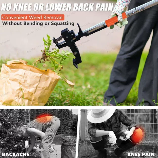 Weed Puller Tool Lightweight Aluminum Quick Adjustable Gardening Stand Up Weeder Puller with Ergonomic Long Handlewith for Home