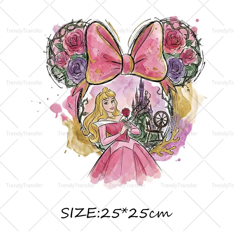 Muis Hoofd Prinses strijktransfers voor kleding, hittepers stickers, thermische patches op T-shirts