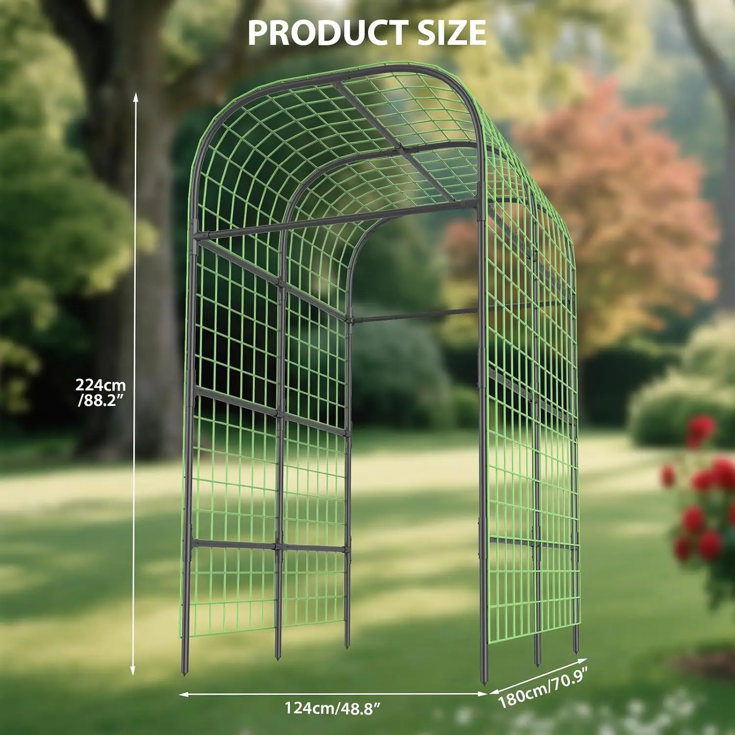 7.3 ft Pop Vegetable Plant Climbing Frame Kit Garden Arch Grow Supports Fit Climbing Rustproof Vine Cucumber Trellis Tomatoes Grapes Outdoor Trellis