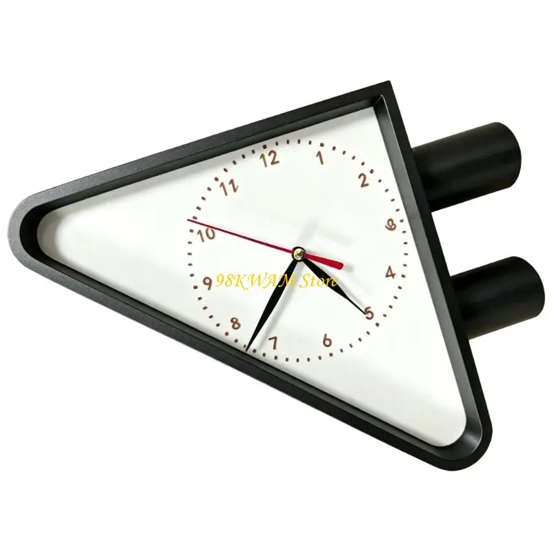 Double-Sided Wall Clock with Side-Mounted Display, Vintages Inspired Triangular Timepiece for Hallways and Entryways 68UF
