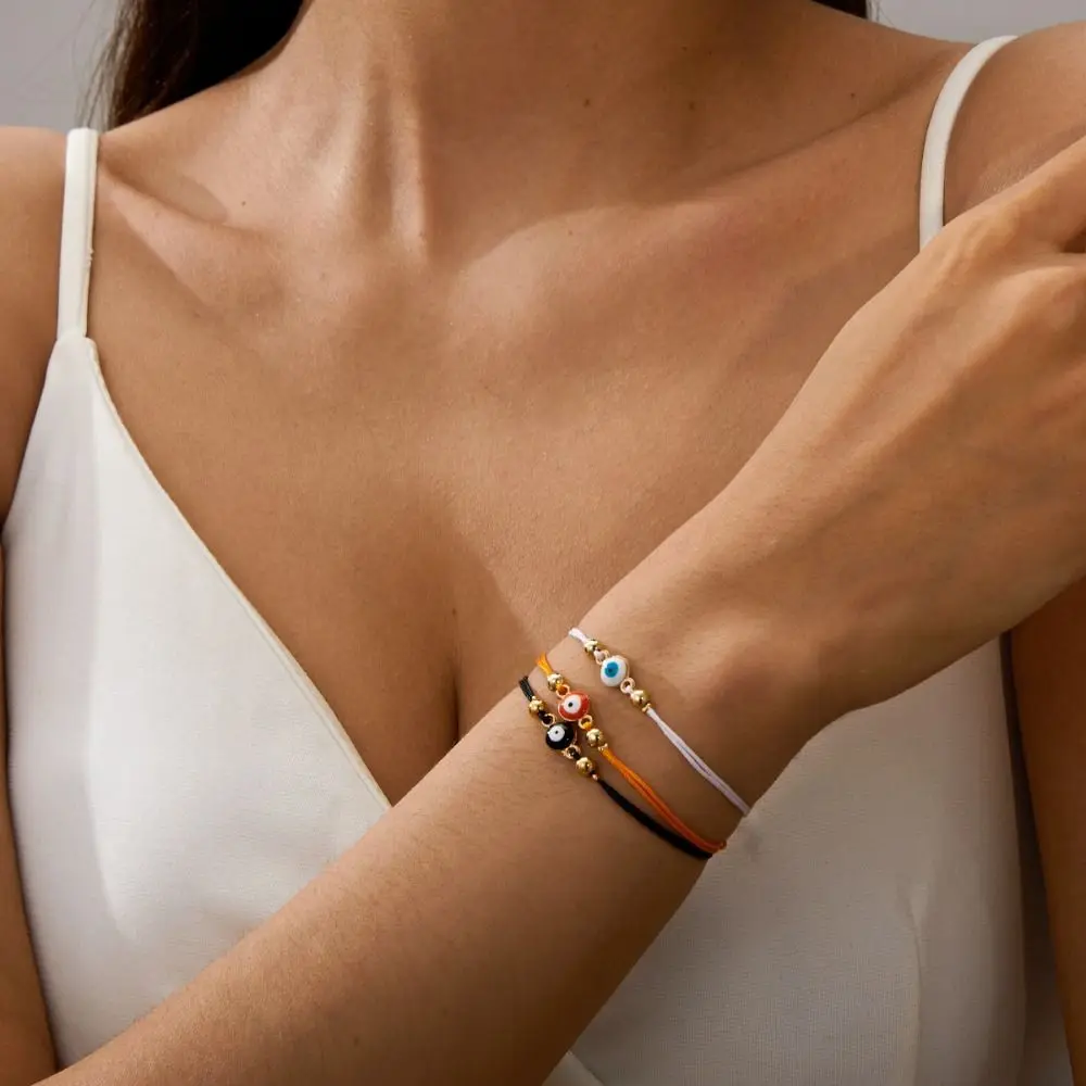 Retro grego olho demônio olho pulseira pulseras artesanal sorte corda vermelha mão corda fortuna pulseira meninas