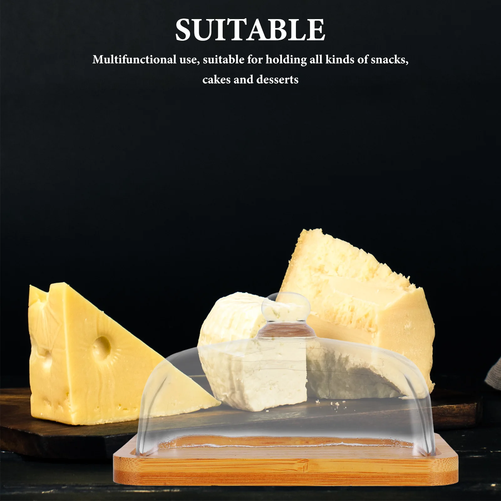 

Glass Butter Dish with Lid Rectangular Butter Tray for Cheese Cupcakes Snacks Desserts Countertop Fridge Storage