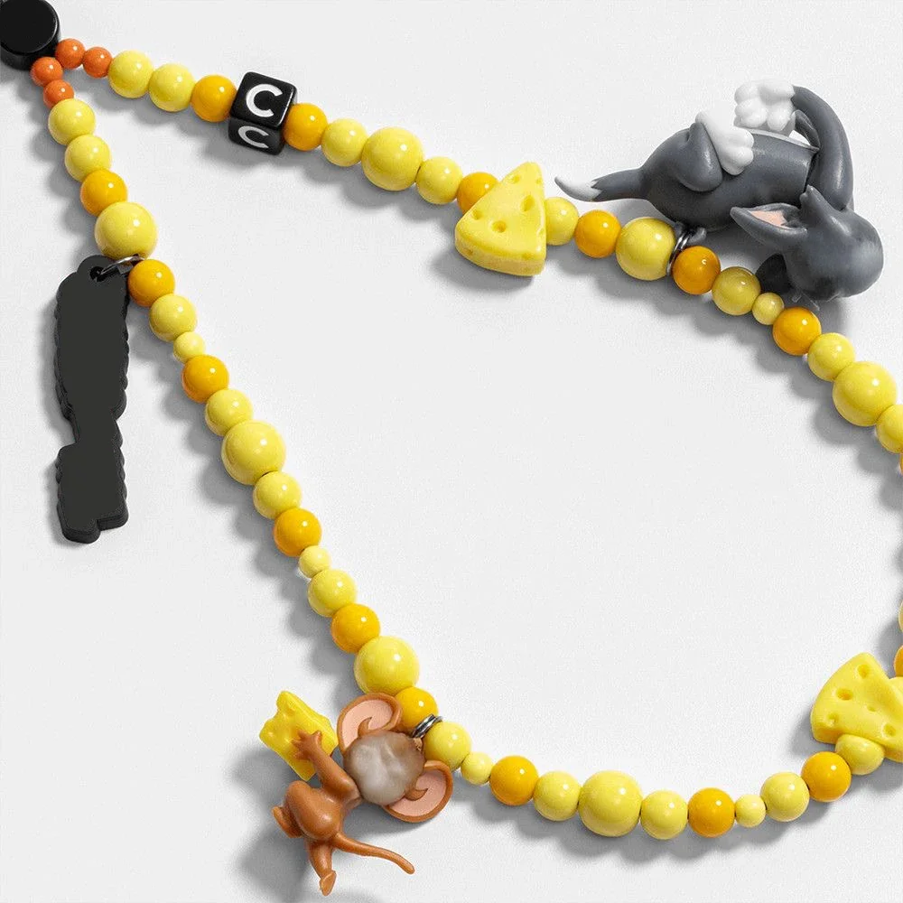 

Cheese Yellow Beads Phone Charm Short Chain Mobile Phone Straps for IPhone Lanyard Bracelet for Samsung Galaxy