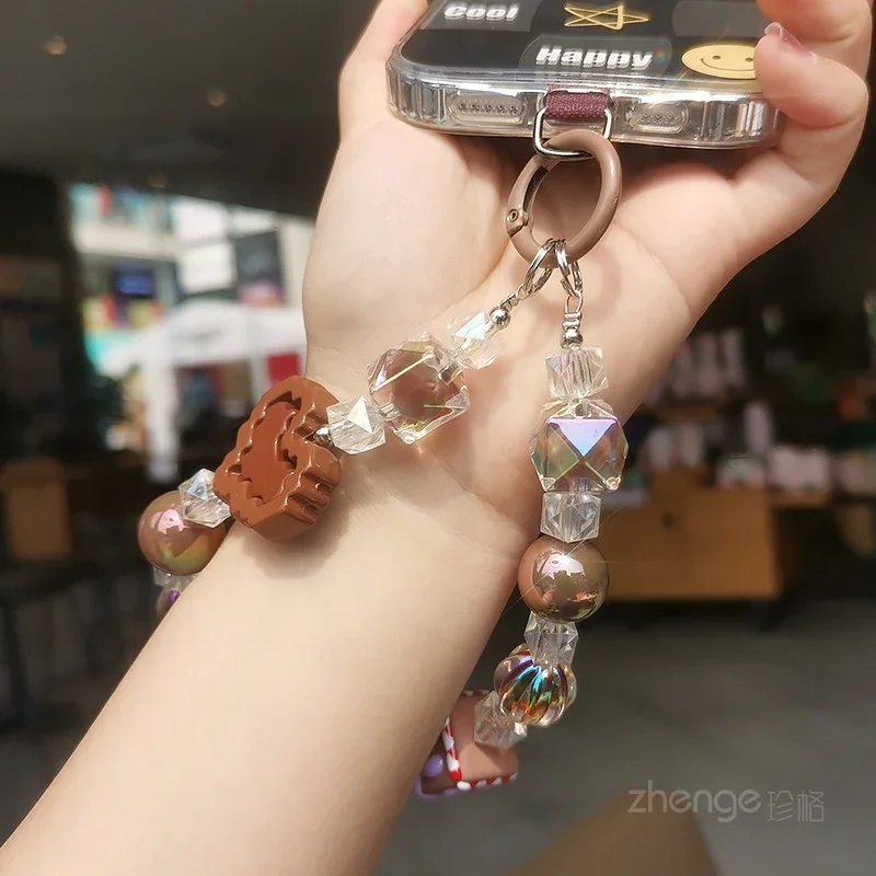 Love Square Nice Bracelet Women's Chocolate Candy Color Sweet Sister Dopamine Mobile Phone Chain Lanyard Short Clip Sling