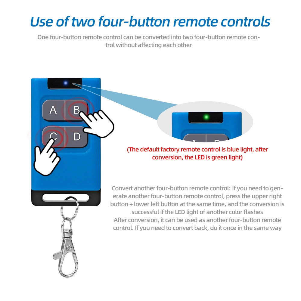 Dual Mode Switching RF Duplicator Remote Control 315 433 868MHZ Copy Remote Control Cloning Code 4 Keys Wireless Remote For Gate