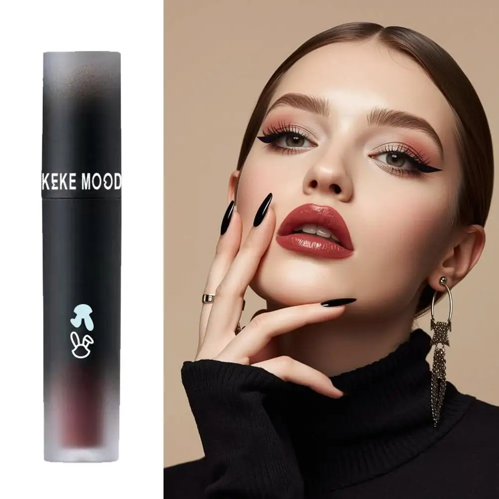Gothic Brown Black Matte Lip Mud Velvet Lipstick Long Lasting Transfer Proof Smooth Soft Focus High Pigment Punk Lip Makeup