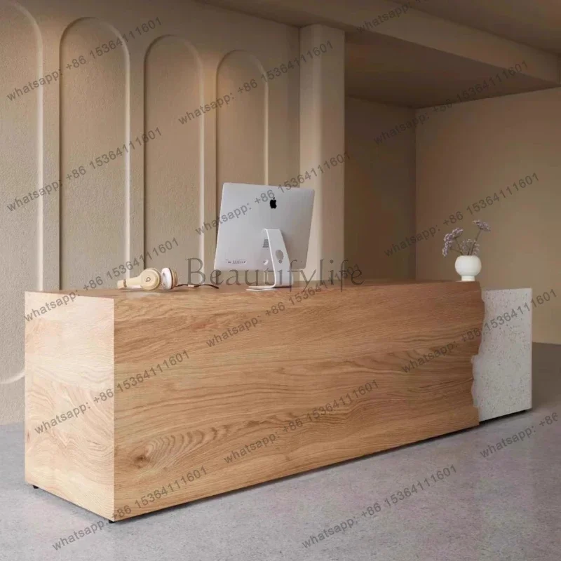 LJY Reception Counter Luxury Nordic Modern Design Beauty Salon Reception Desks Clinic Wood Mostrador De Tienda Furniture Front D