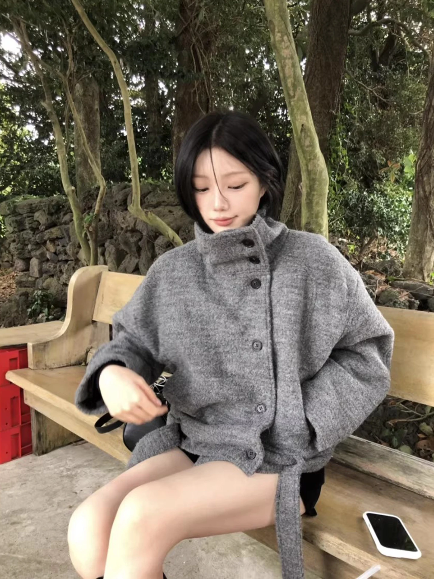 

Женское шерстяное пальто премиум-класса на одной пуговице, универсальное зимнее пальто кактус, Новое поступление, корейское свободное длинное пальто