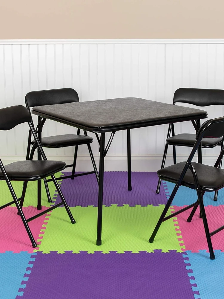 Flash Furniture Kids Black 5 Piece Folding Table and Chair Set