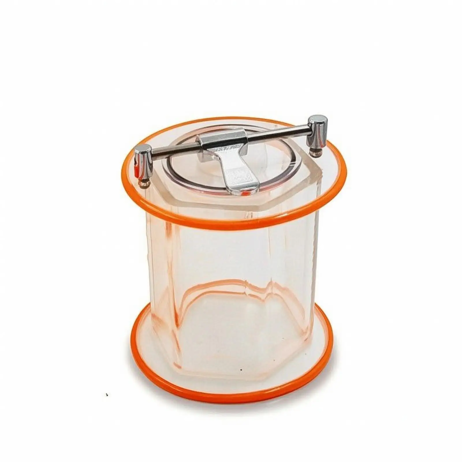 Jewelry Polishing Machine Rotary Barrel Replacement Clear Acrylic Tumbler Drum with Orange Sealing Rings and Metal Clamp for