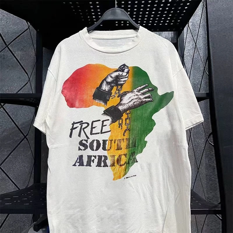 

Бесплатная Южная Африка, американский дизайн с буквами, мужская летняя хлопковая повседневная спортивная футболка с короткими рукавами, модный топ с круглым вырезом в стиле хип-хоп