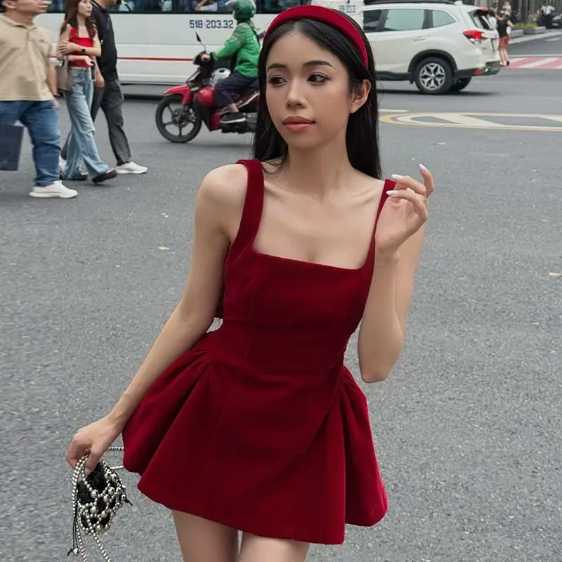 Korea Golden Style Bow-Detached Suspender Dress Slim Niche Design New Versatile Slim Sexy Short Skirt